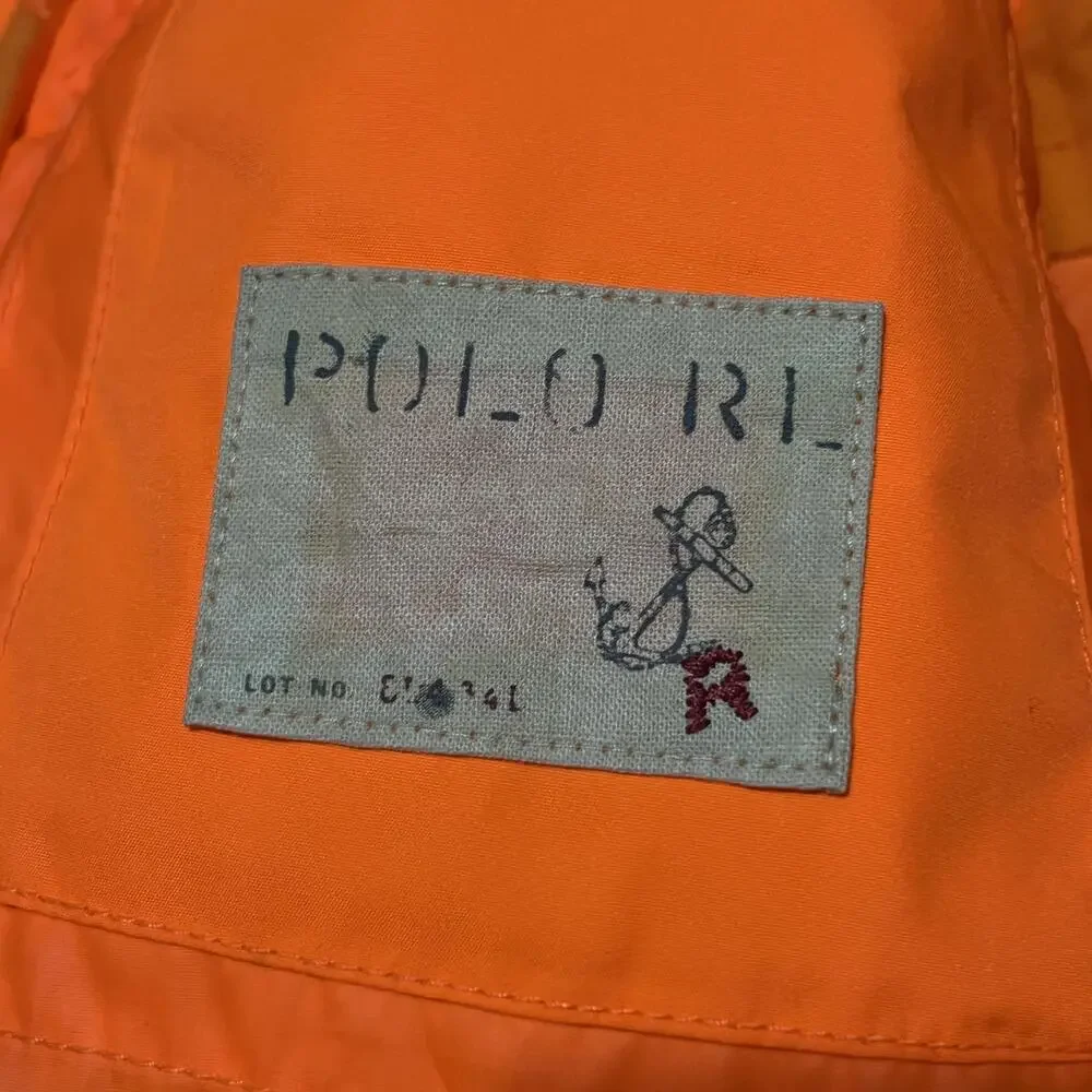 Polo Ralph Lauren Jacket Military Orange Hooded Vintage Anorak Hunting Pockets